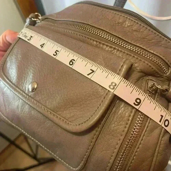 Grey Leather Crossbody Bag - Picture 4 of 14